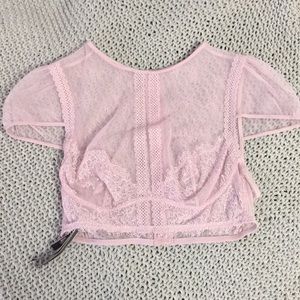 Pink lace lingerie top, size medium